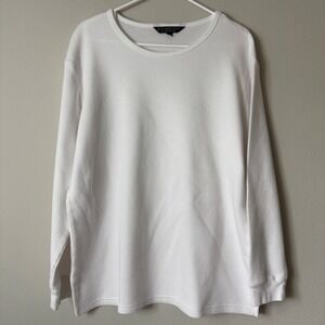 Alexander Del Rossa Mens White Waffle Knit‎ Thermal Long Sleeve Shirt Large LG